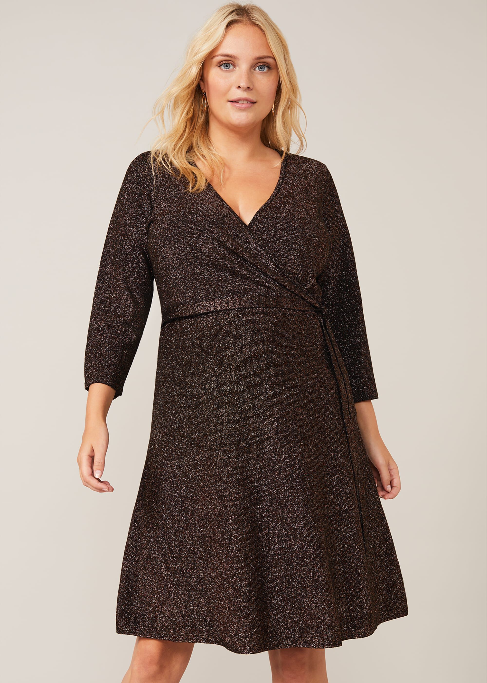 Jessica Shimmer Knitted Wrap Dress | Phase Eight